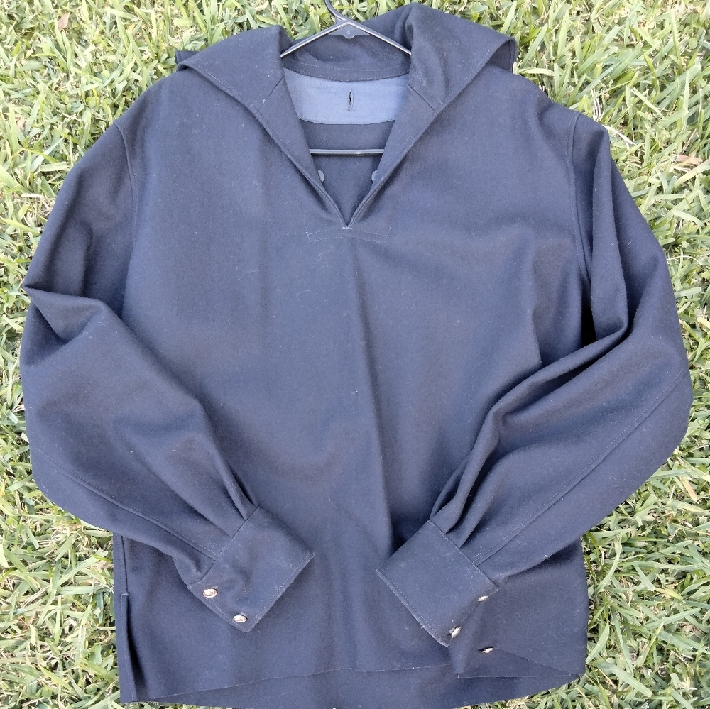 Vintage Navy Wool Midi Jacket Medium